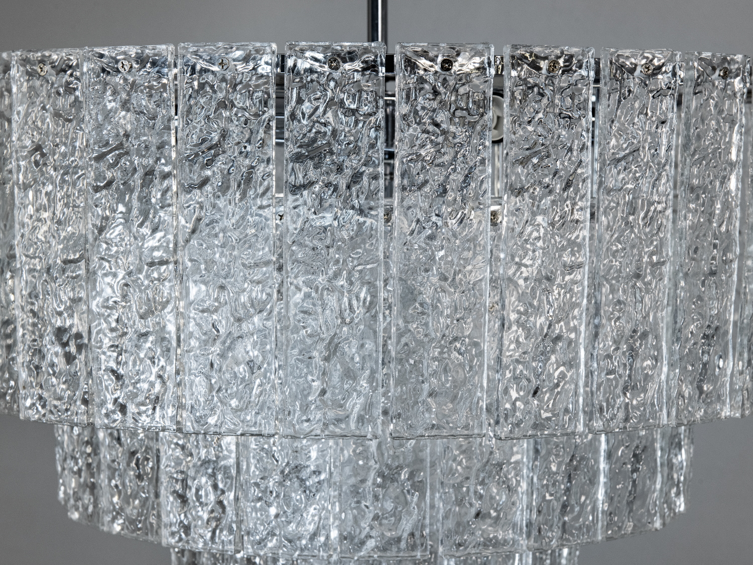 Люстра каскадна Diasha хром прозоре текстуроване скло підвісна композиція