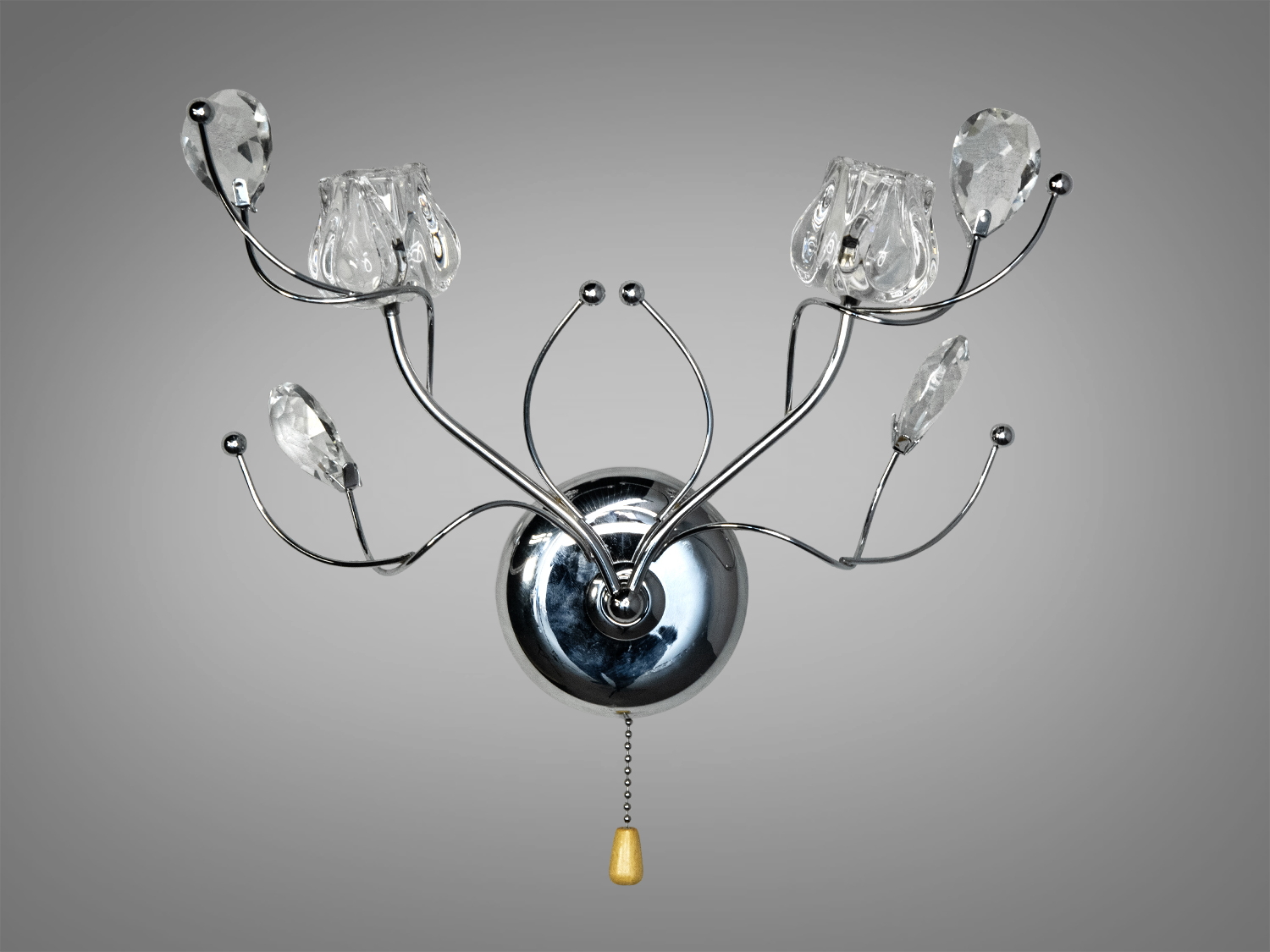 Галогенове бра ′Квіткові мотиви′ з хромованим покриттям та кристалами від ТМ ′Діаша′. Ідеально для класичних та романтичних інтер′єрів.