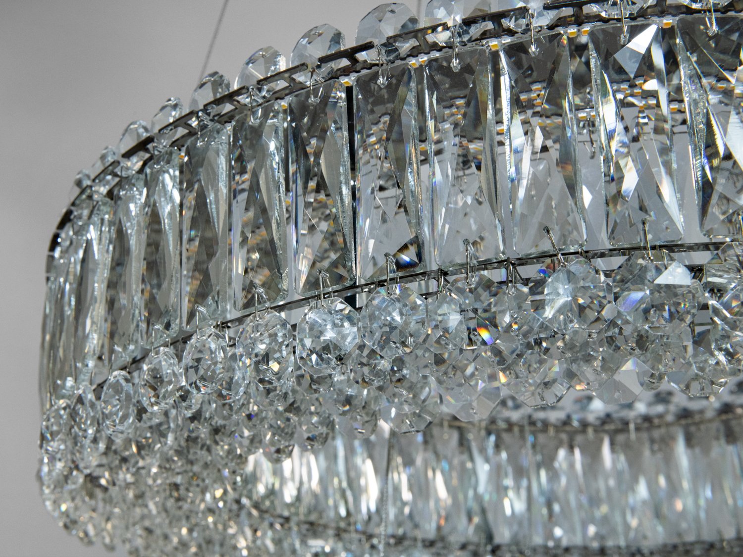 Підвісна кришталева світлодіодна люстра 85Вт хром