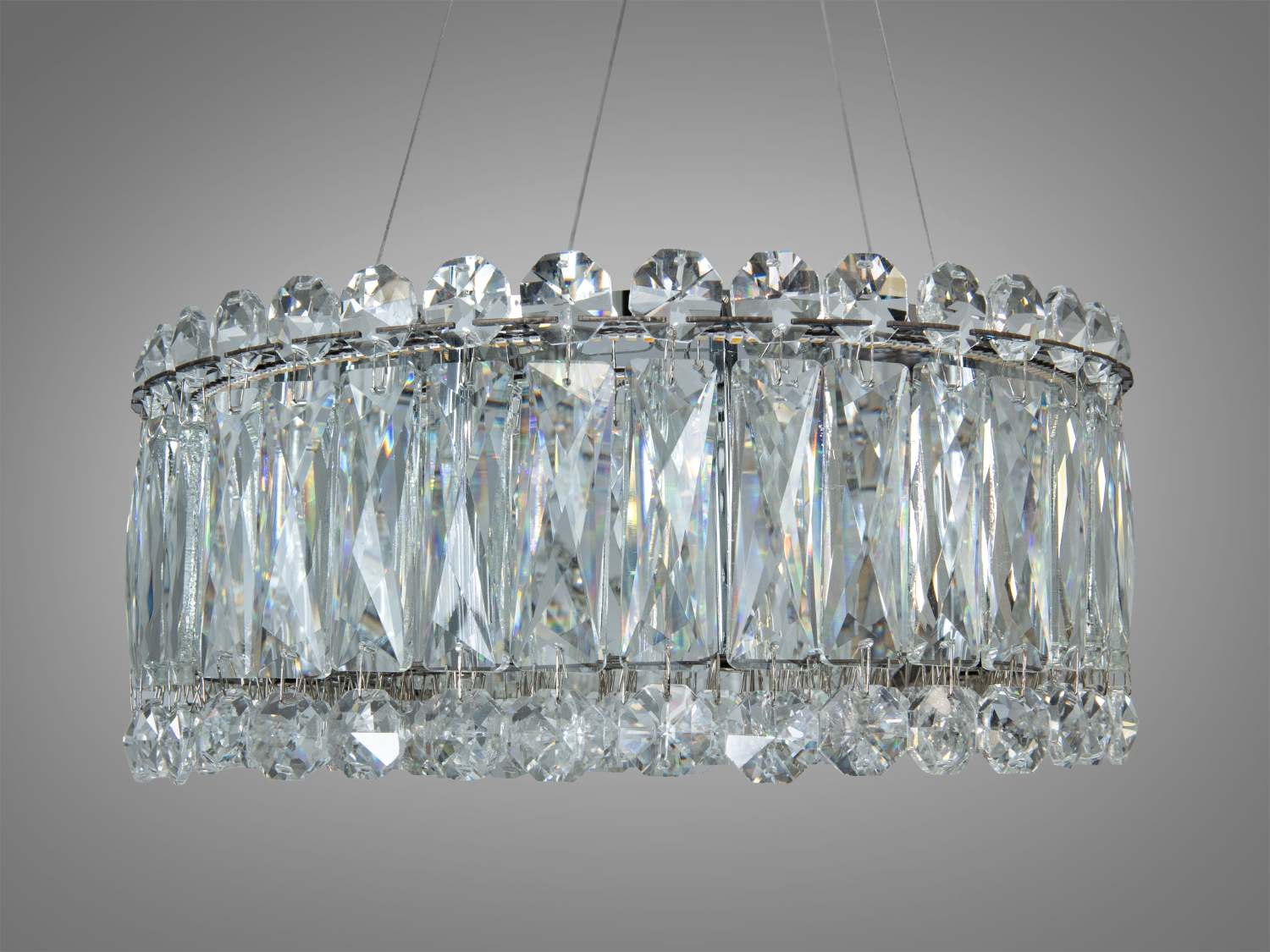 Підвісна кришталева люстра LED хром 55Вт 80x35 см