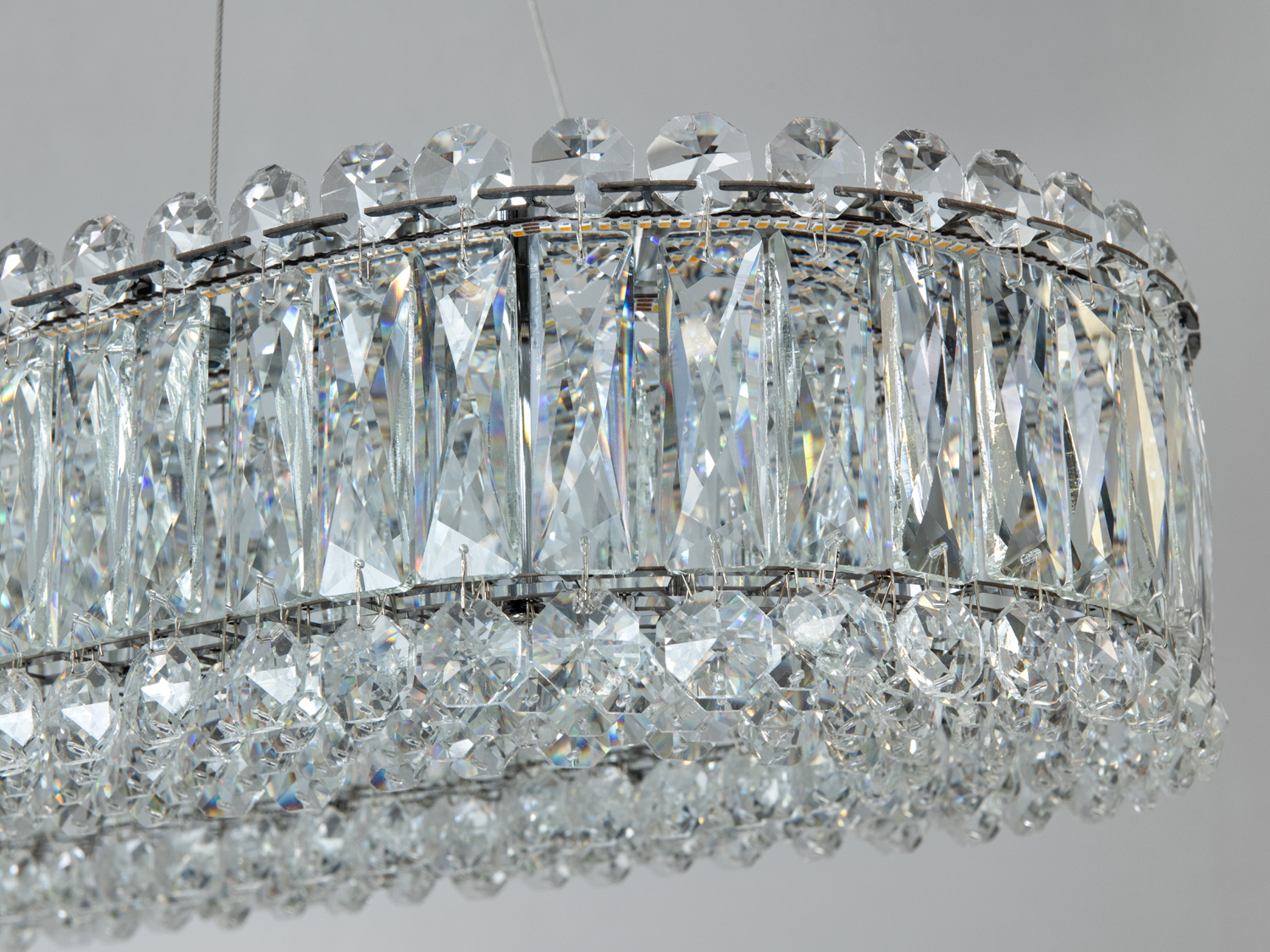 Підвісна кришталева люстра LED хром 55Вт 80x35 см