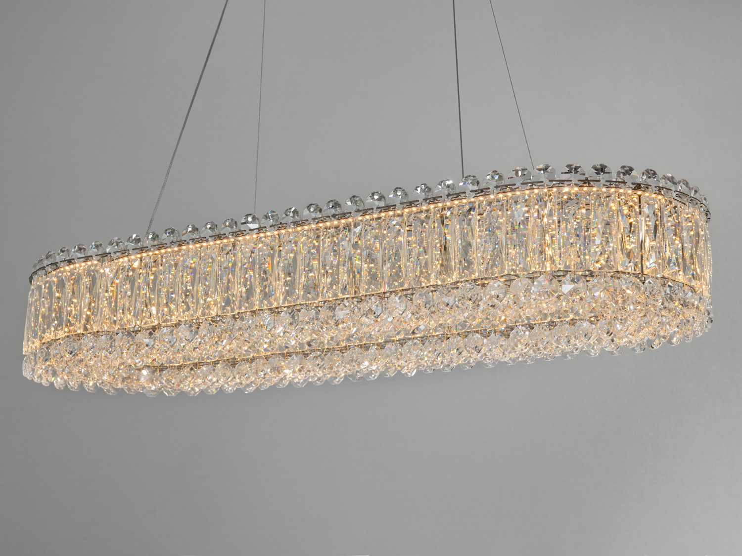 Підвісна кришталева люстра LED хром 55Вт 80x35 см