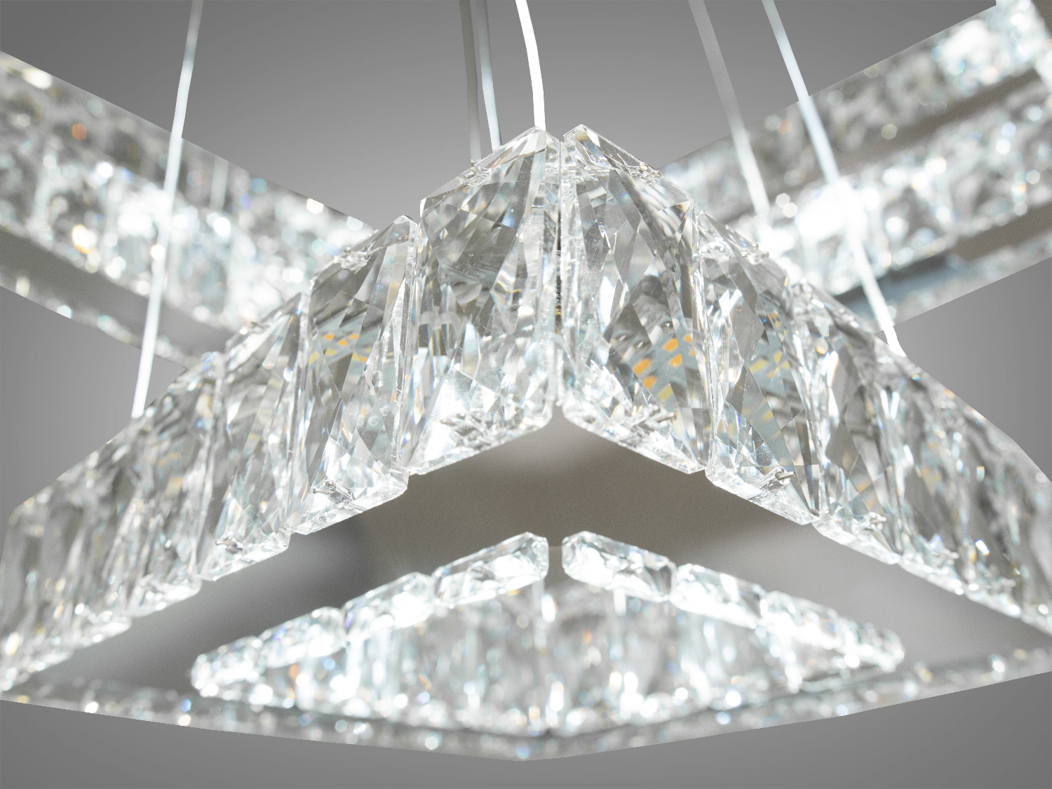 Ефектна кришталева LED люстра-підвіс для зали, колір хром, 100W на 14м2