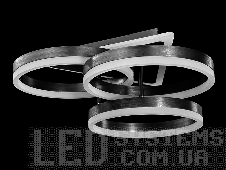 Стильна LED-люстра у спальню з підсвічуванням, колір чорний, 95W на 13м2