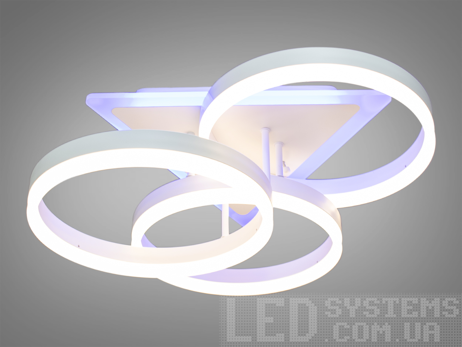 Функціональна новинка, стельова LED люстра з пультом, 75W, біла
