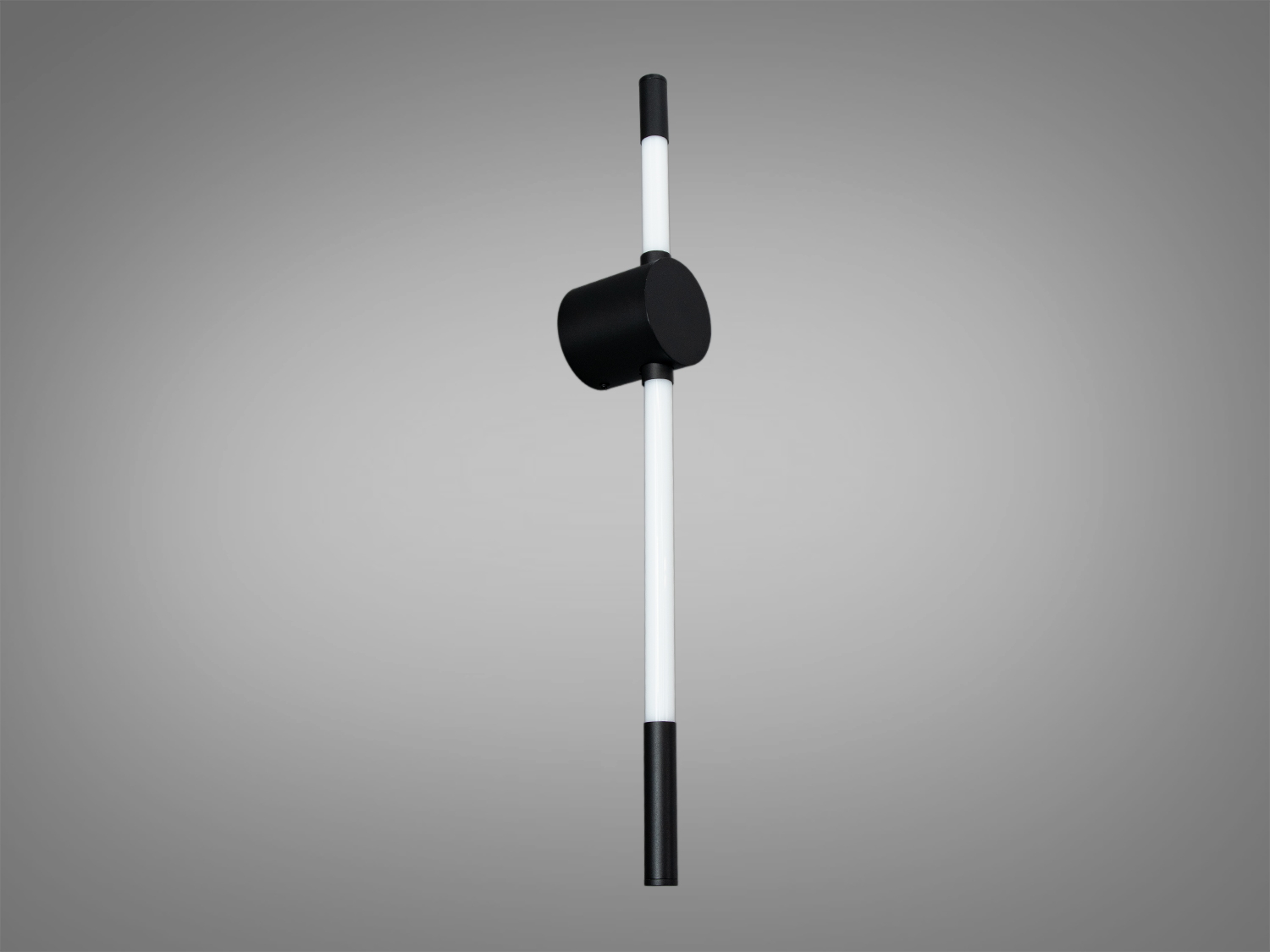 Настінний світильник з вертикальною акриловою трубкою, чорний і білий дизайн. Підходить для монтажу в сучасних приміщеннях.