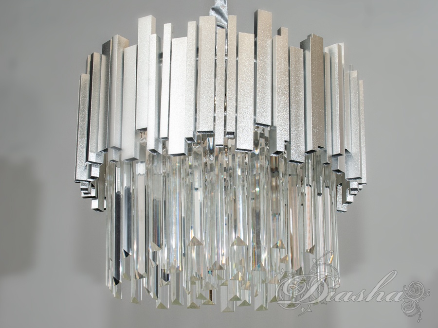 Унікальна кришталева люстра, 4 лампи, хром сатин