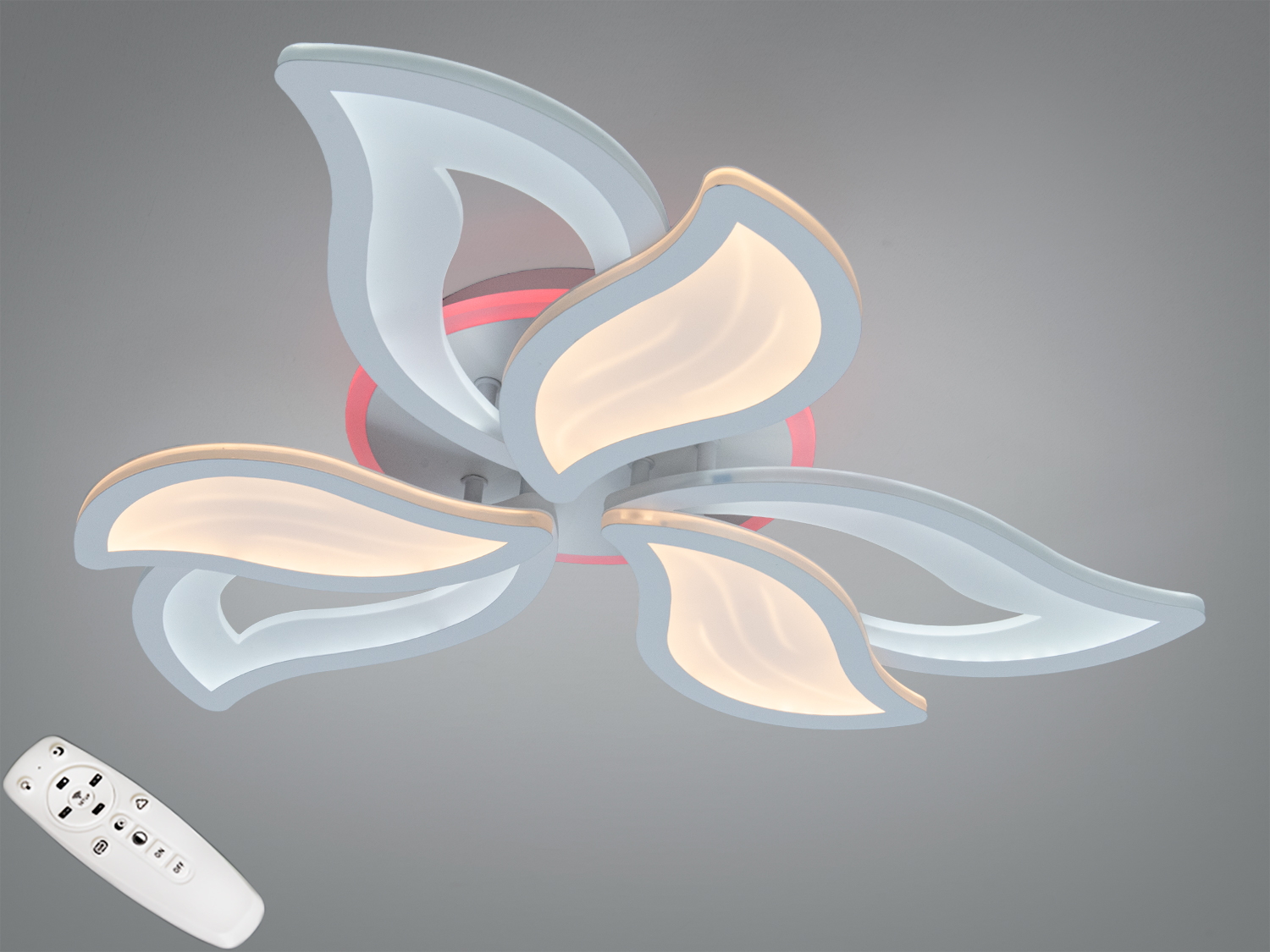 Світильник із пелюстками, оснащений пультом дистанційного керування. Підходить для сучасного інтер′єру, має кілька режимів освітлення.