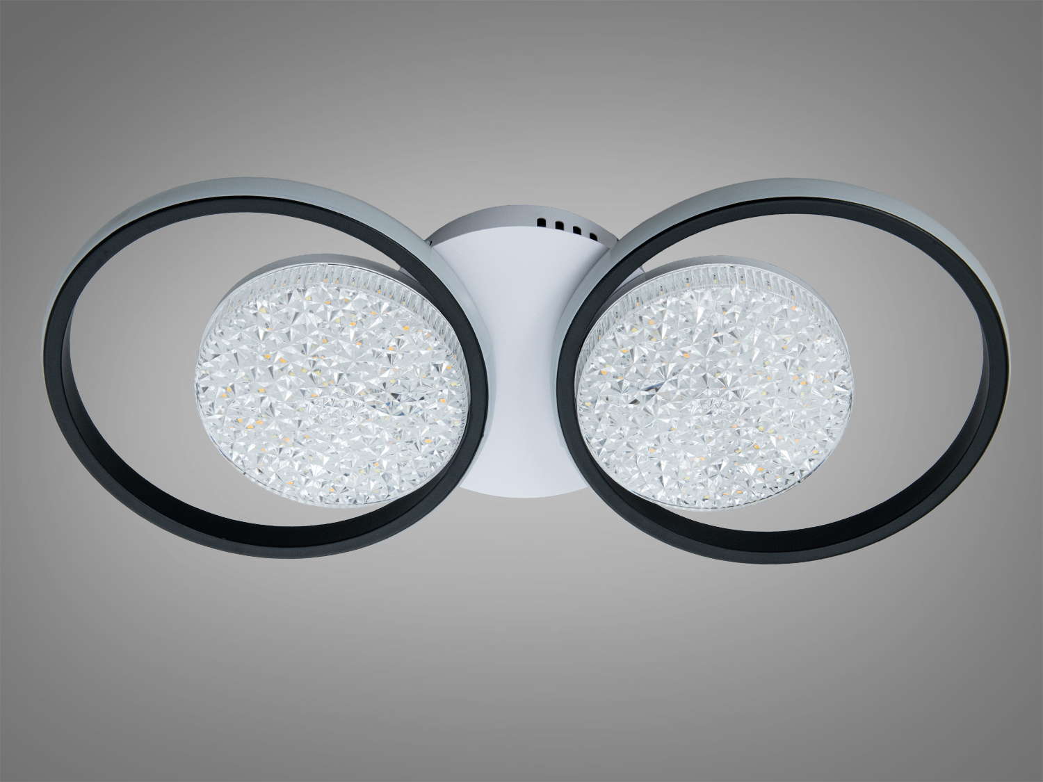 Люстра стельова кільця чорна 2+2 60Вт CCT пульт