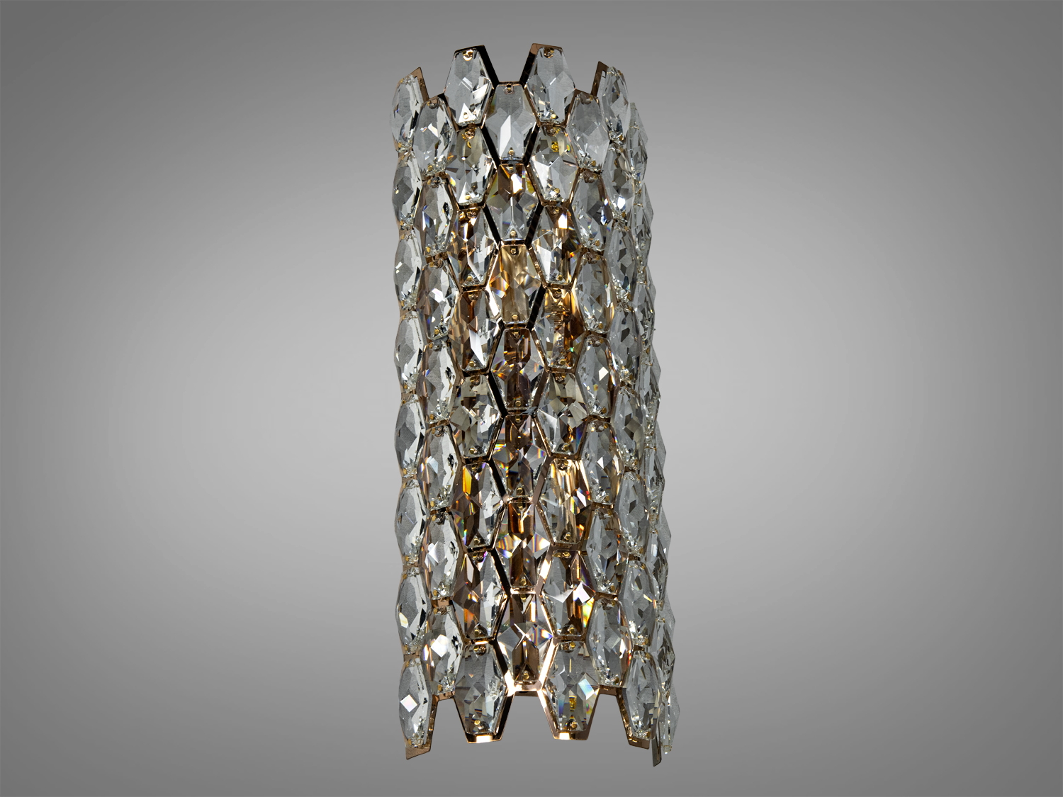 Циліндричний світильник з прозорими кристалами, що підкреслюють елегантність. Ідеальний для вітальні або спальні.