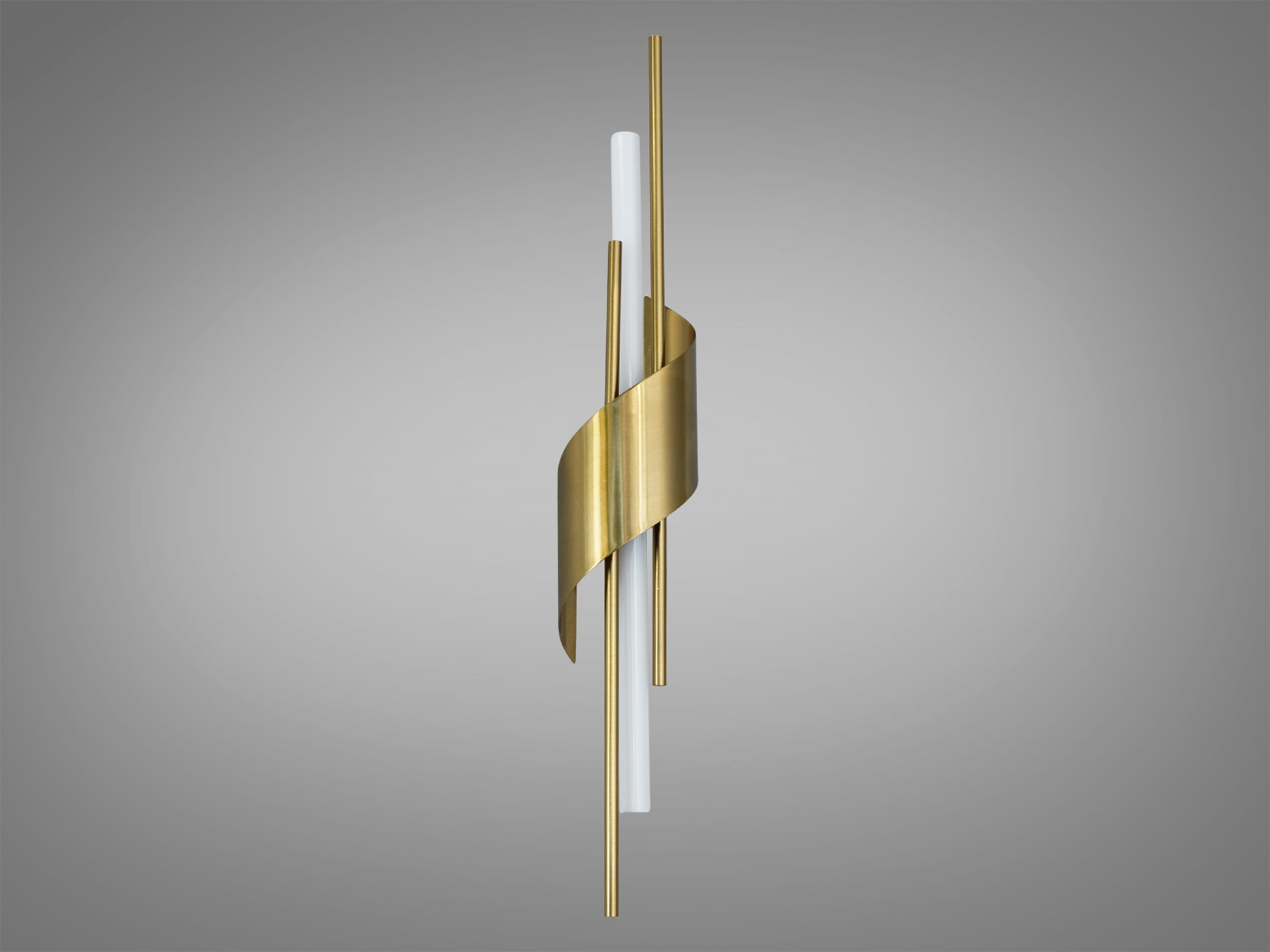 Сучасний настінний світильник з металевою спіраллю, що обертається навколо акрилового джерела світла, підходить для стильного інтер′єру.