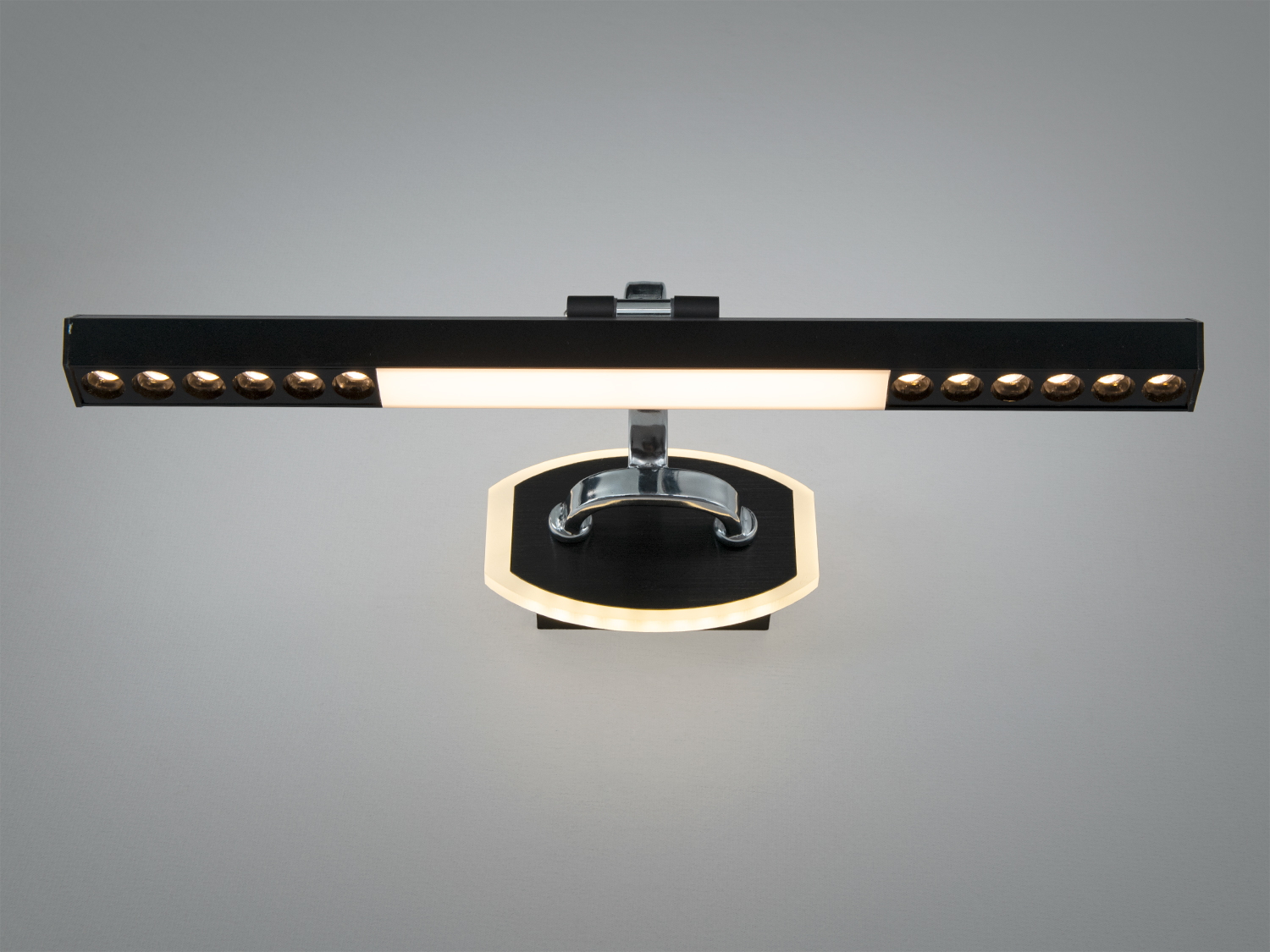 Настінна LED підсвітка Diasha 16W у чорному кольорі для дзеркал і картин. Спрямоване світло, матове покриття, керування настінним вимикачем.