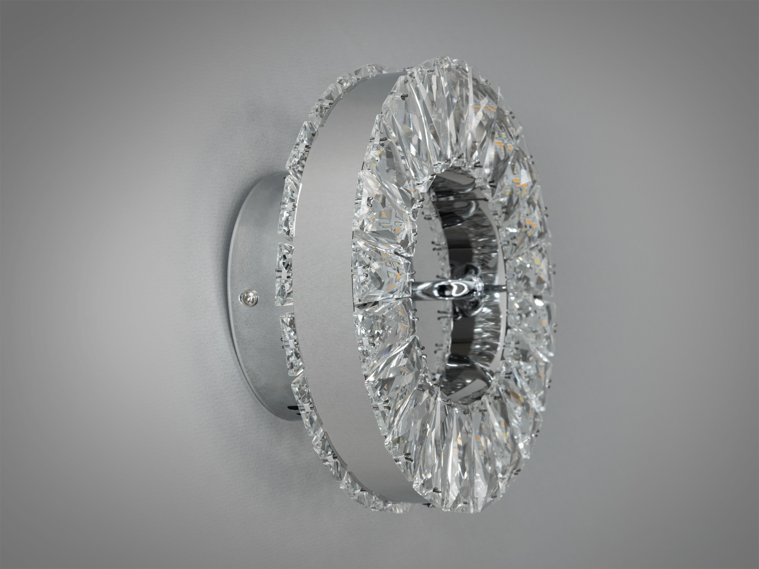 Настінно-стельовий круглий кришталевий LED світильник, 15W, хром