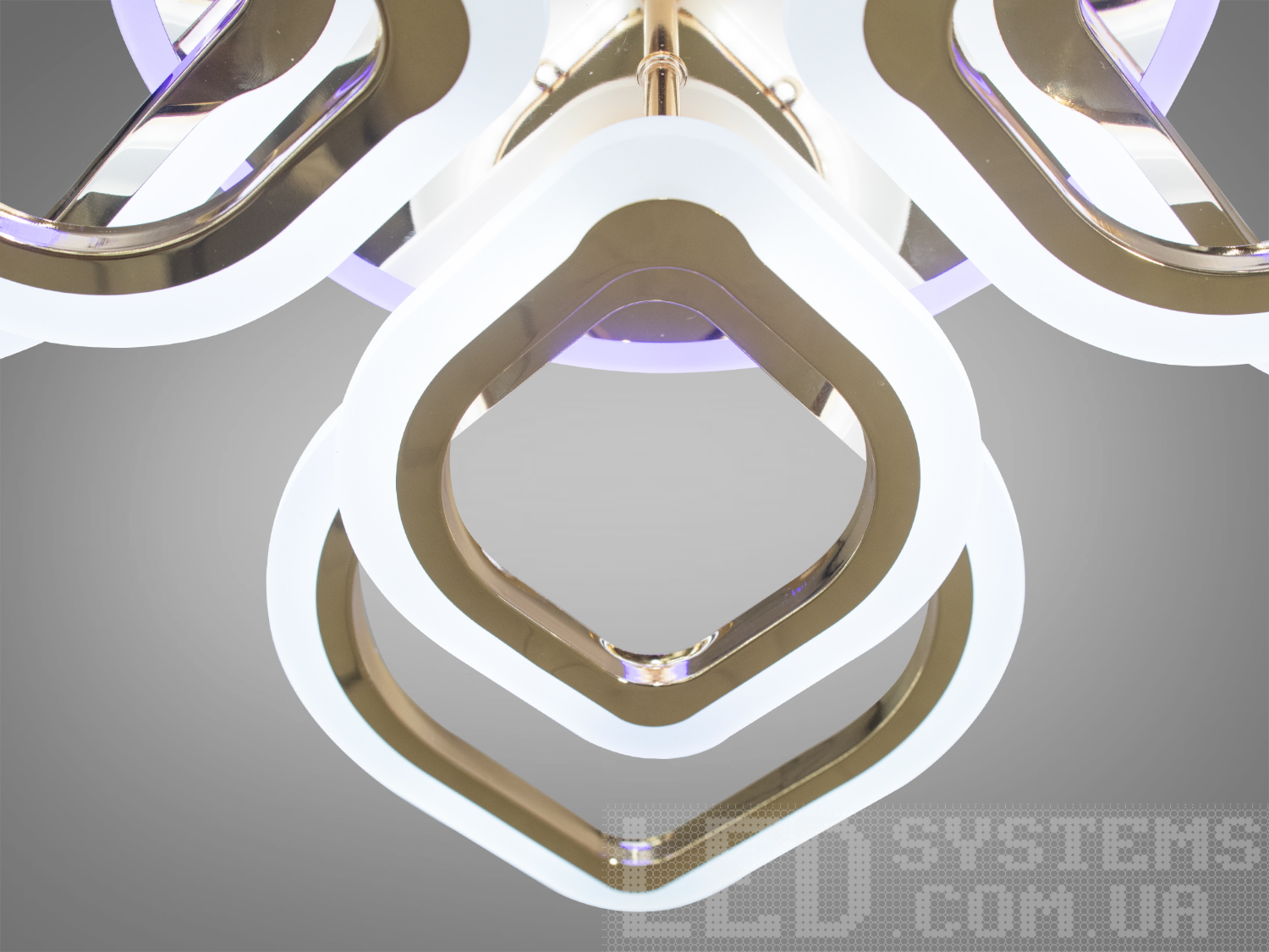 Стельова лед люстра для вітальні з диммером і LED підсвічуванням, золота люстра, потужністю 120Вт, люстри хай тек