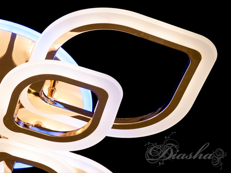 Стельова лед люстра для вітальні з диммером і LED підсвічуванням, золота люстра, потужністю 120Вт, люстри хай тек