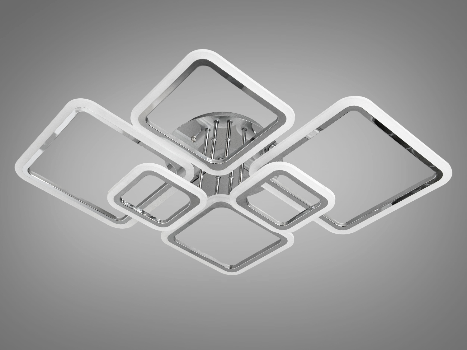 Сучасна LED-люстра для залу з димером, колір хром, 105W на 15м2