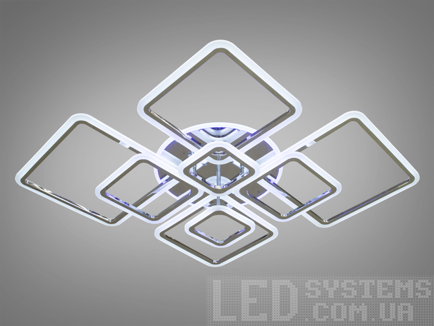 Стельова LED-люстра з диммером і пультом, колір хром, 235W на 33м2