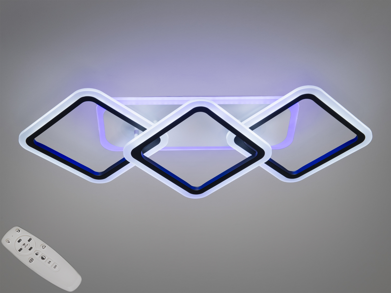 Чорна світлодіодна люстра з пультом та дімером, 75Вт. Сучасний дизайн, функціональність та енергоефективність для вашого інтер′єру.