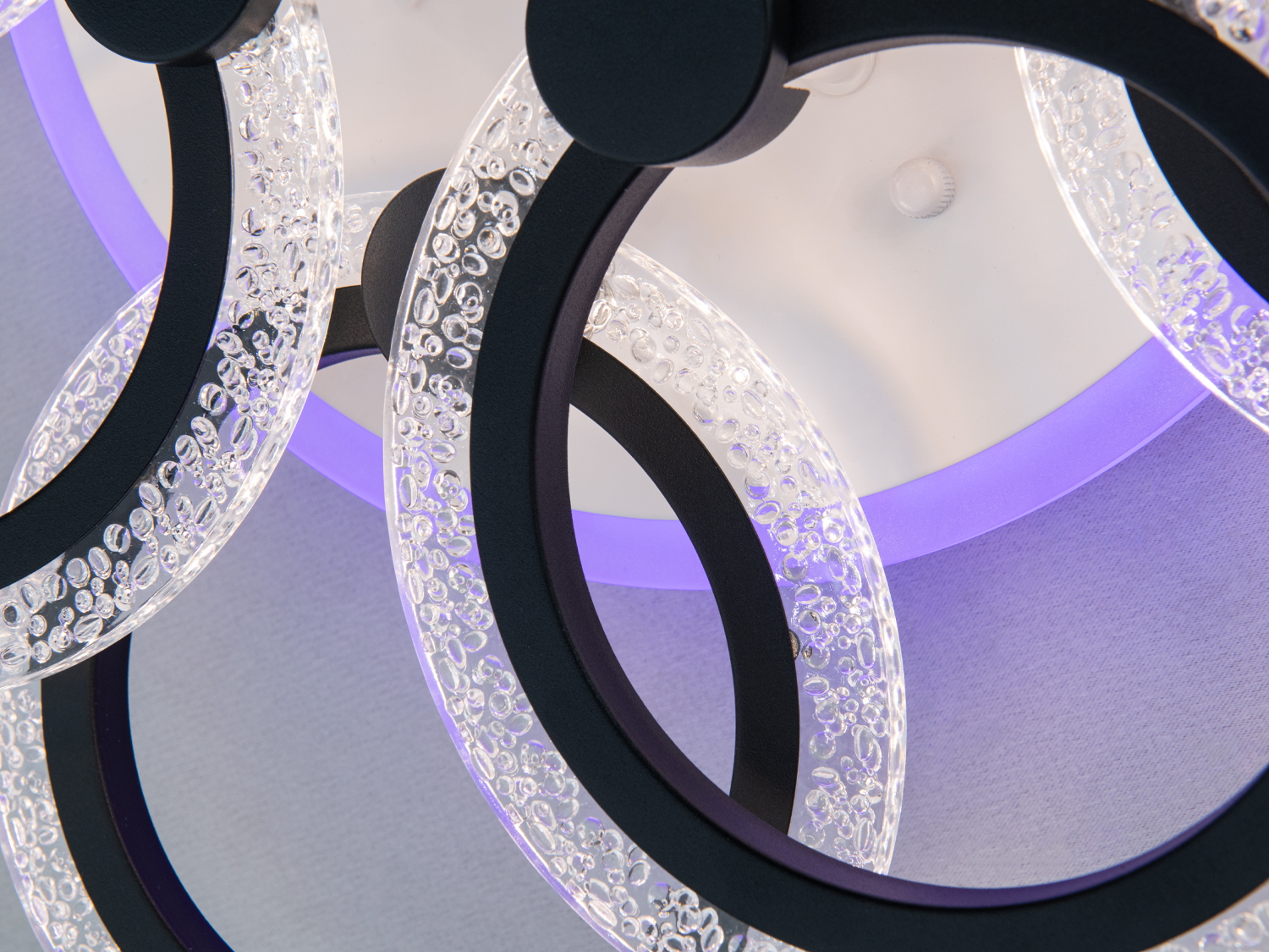 Стельова люстра Diasha чорна LED 92W 8 кілець