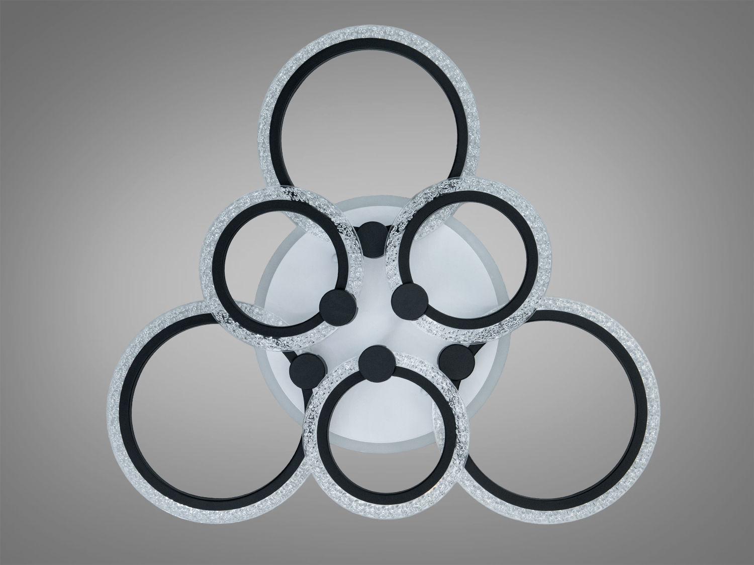 Стельова LED люстра 6 кілець чорна з пультом