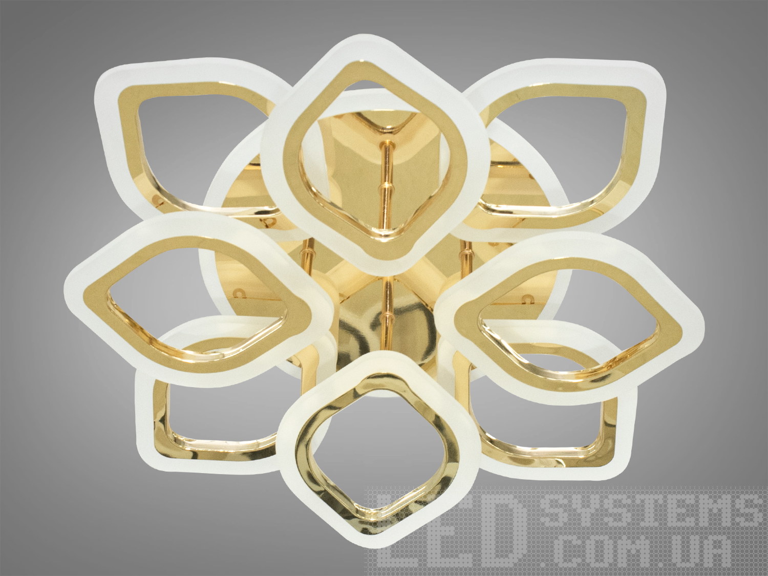 Стельова люстра з диммером і LED підсвічуванням, колір золото, 80W