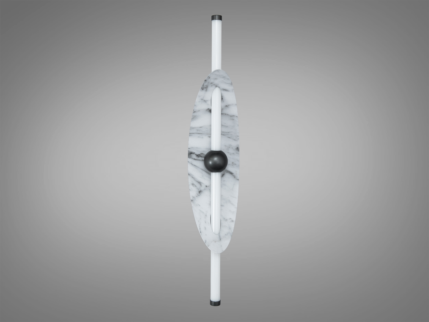 Вертикальний світильник з мармуровою панеллю та світлодіодними трубками. Підходить для акцентного освітлення в сучасних приміщеннях.