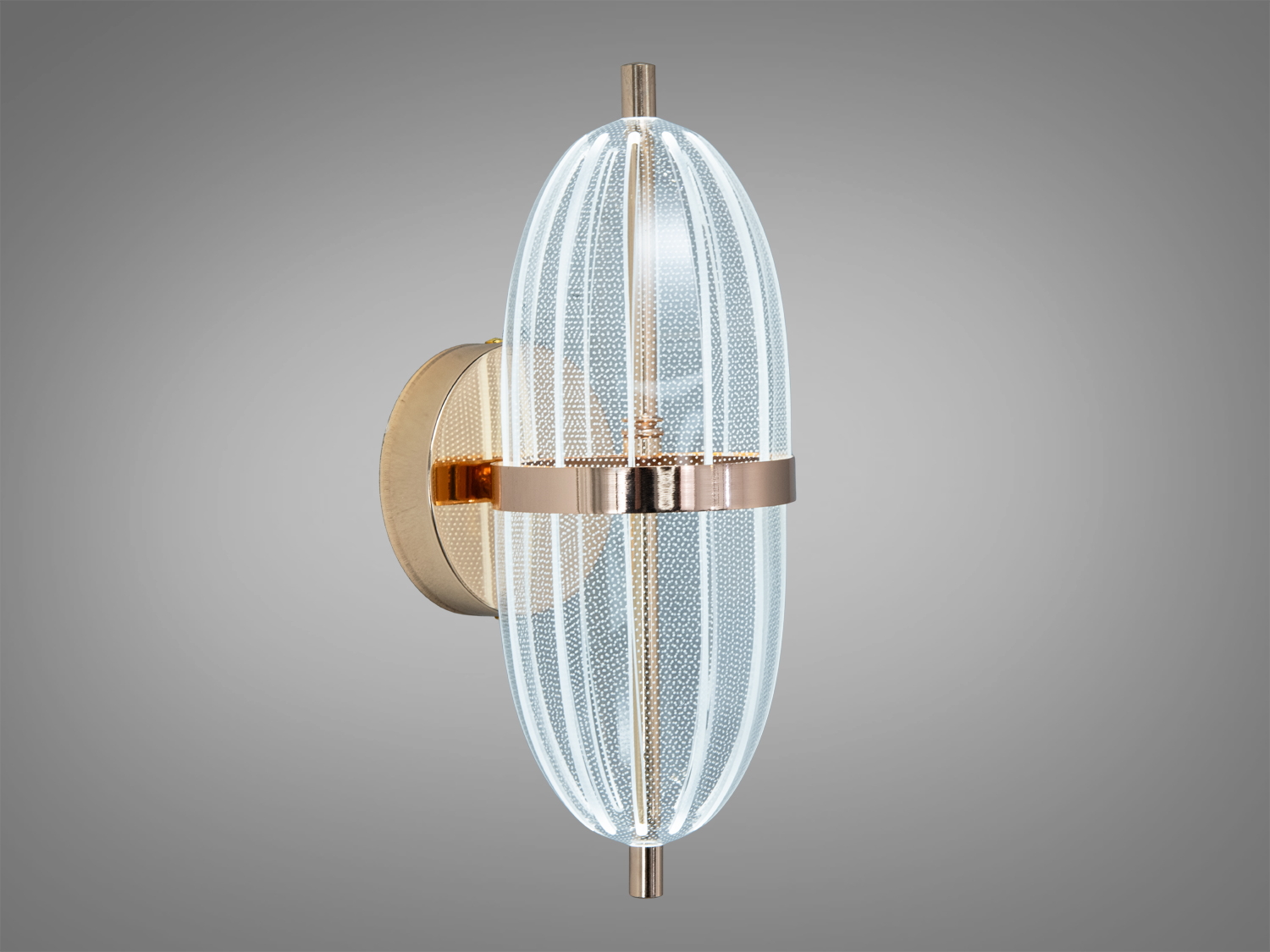 Настінний світильник з овальним акриловим абажуром, холодне світло, металевий корпус, ідеально підходить для офісного простору.