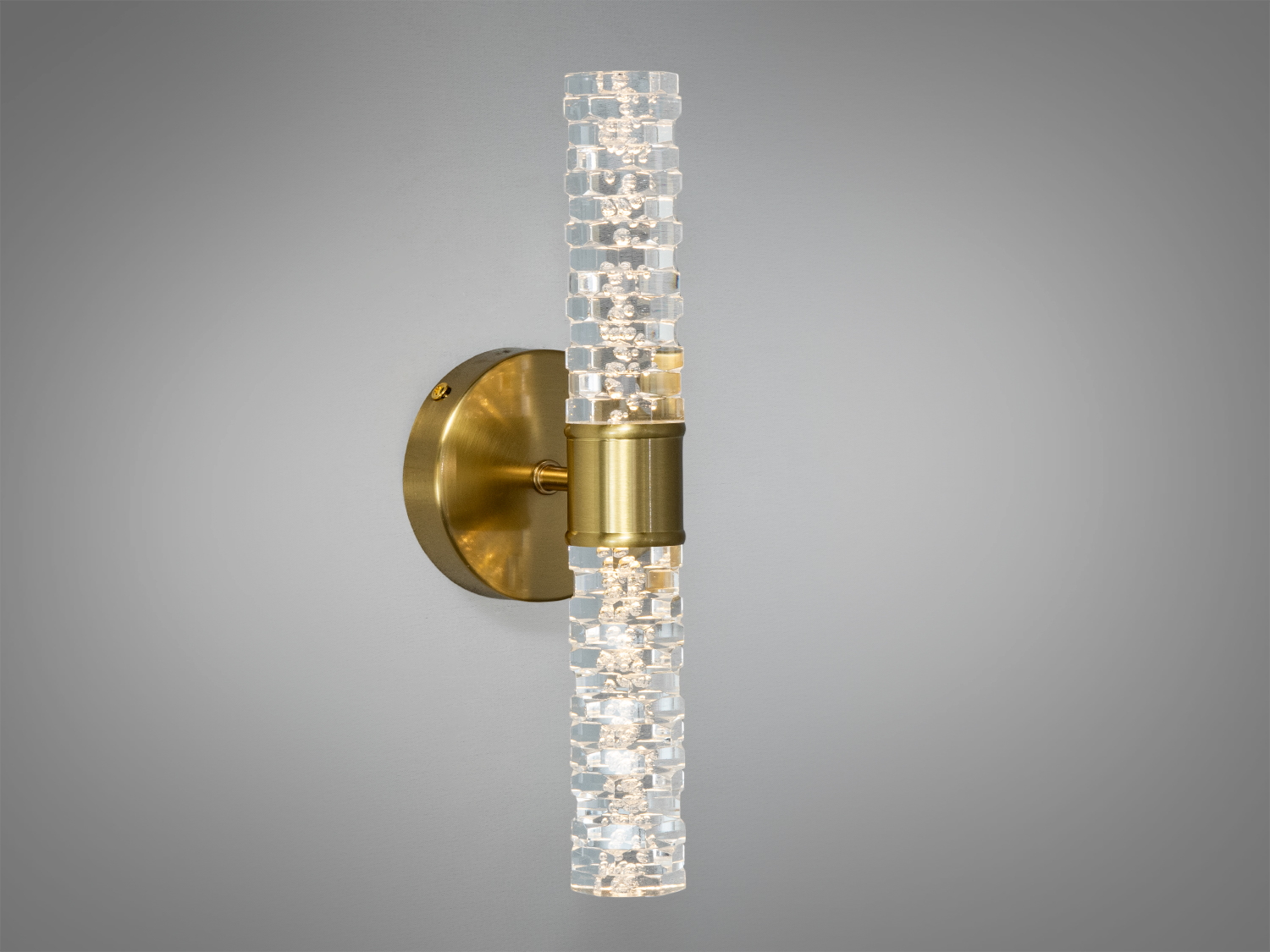 Настінний LED бра 5 Вт у бронзі з прозорим скляним циліндричним плафоном. М’яке акцентне світло для вітальні, спальні, коридору та зон біля дзеркала.