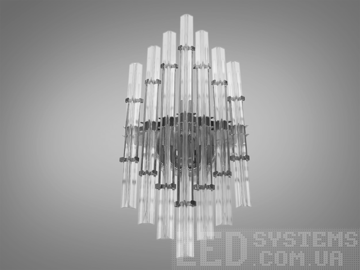 Сучасний настінний світильник Diasha B86619-230X500HR з хромованою основою і скляними трубками, створює унікальну атмосферу у вашому інтер′єрі.