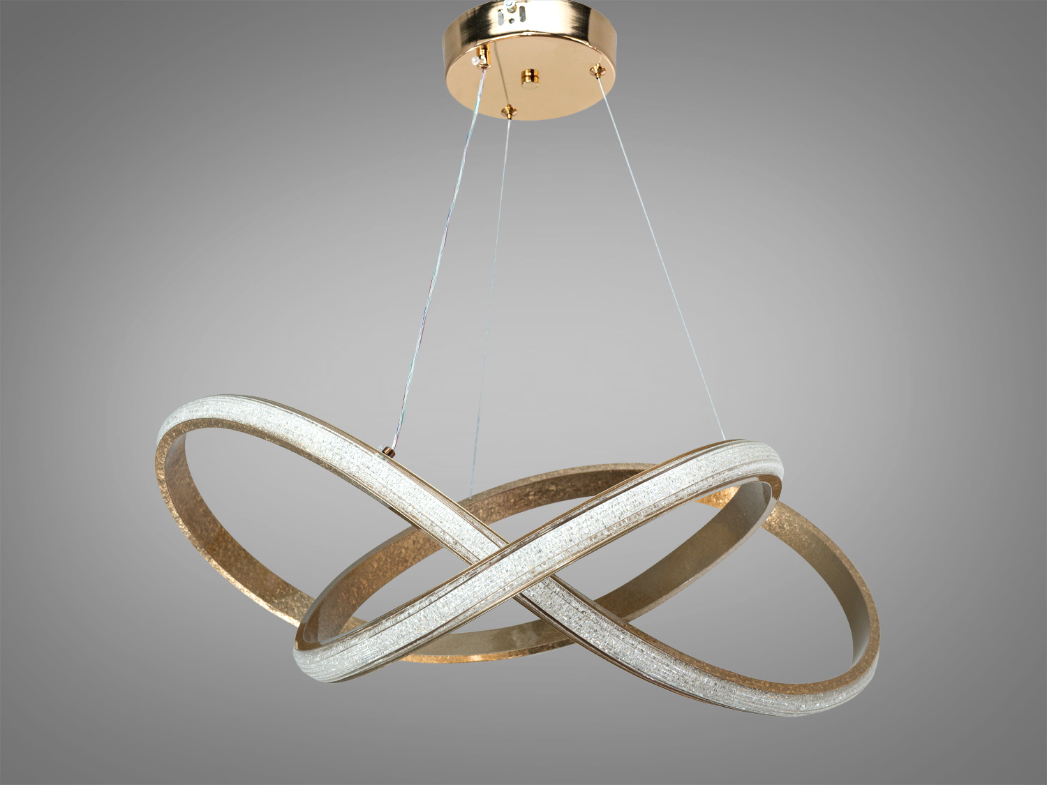 Підвісний світильник з металевою основою, форма нескінченності, підходить для високих стель.