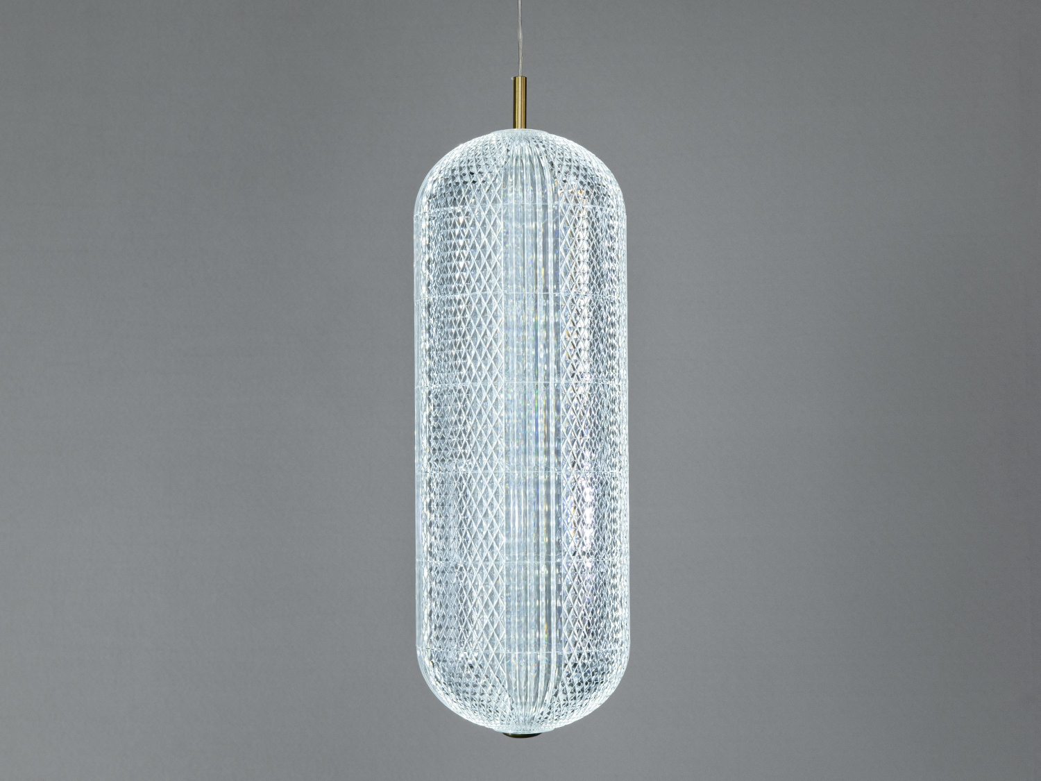 Одинарний LED підвіс 14 Вт у золотому кольорі з прозорим склом. Перемикання колірної температури зі звичайного вимикача для гнучкого акцентного освітлення.