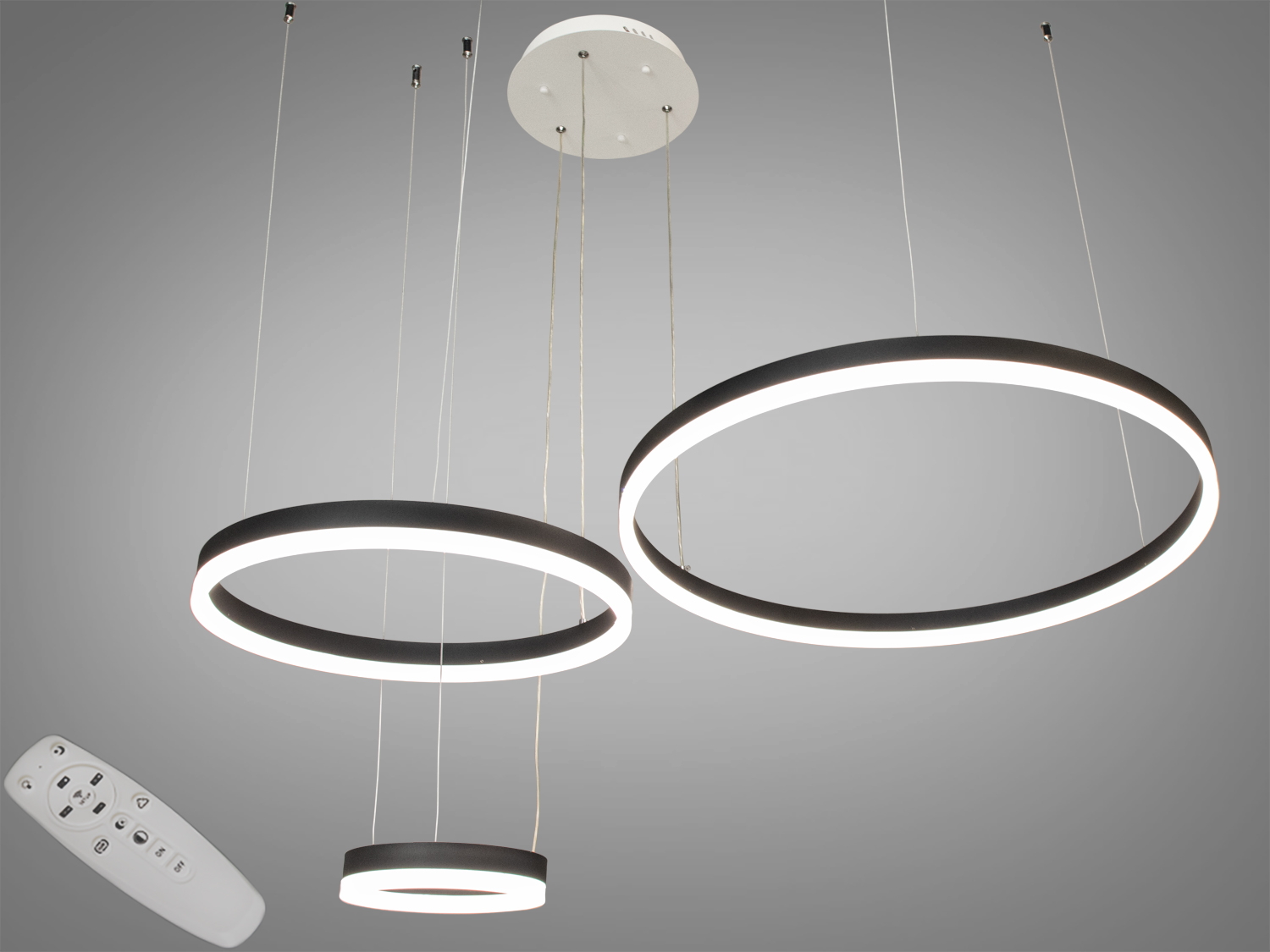 Світлодіодна підвісна люстра три кільця з пультом, 90W. LED люстра кільця - ідеальне рішення для сучасних будинків і квартир, де комфорт та естетика відіграють ключову роль. Світлодіодна підвісна люстра три кільця з пультом, 90W. LED люстра кільця - ідеальне рішення для сучасних будинків і квартир, де комфорт та естетика відіграють ключову роль.