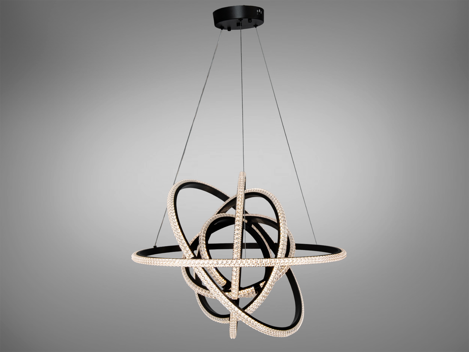 Світлодіодна люстра кільця чорна 95Вт пульт