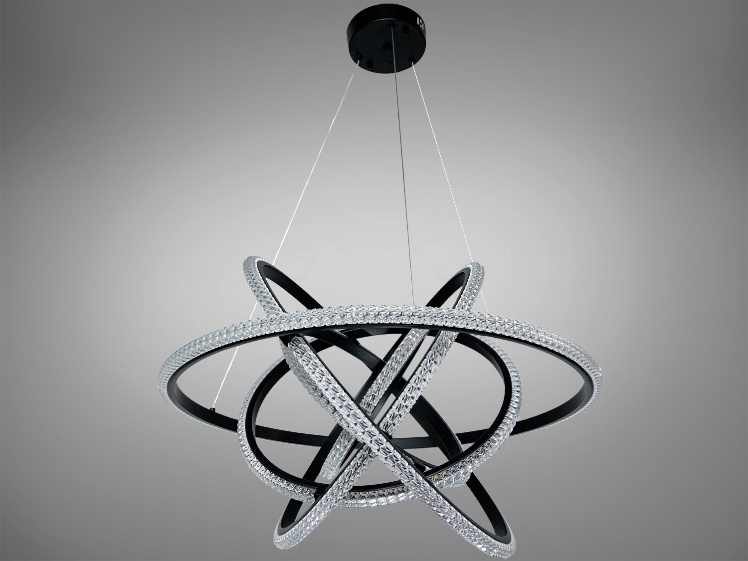 Світлодіодна люстра кільця чорна 95Вт пульт