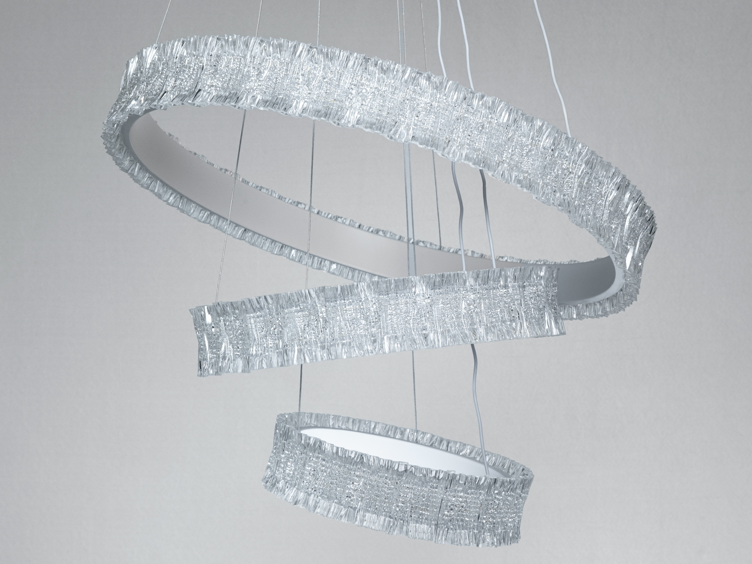 Люстра підвісна Diasha біла 3 кільця 135W пульт