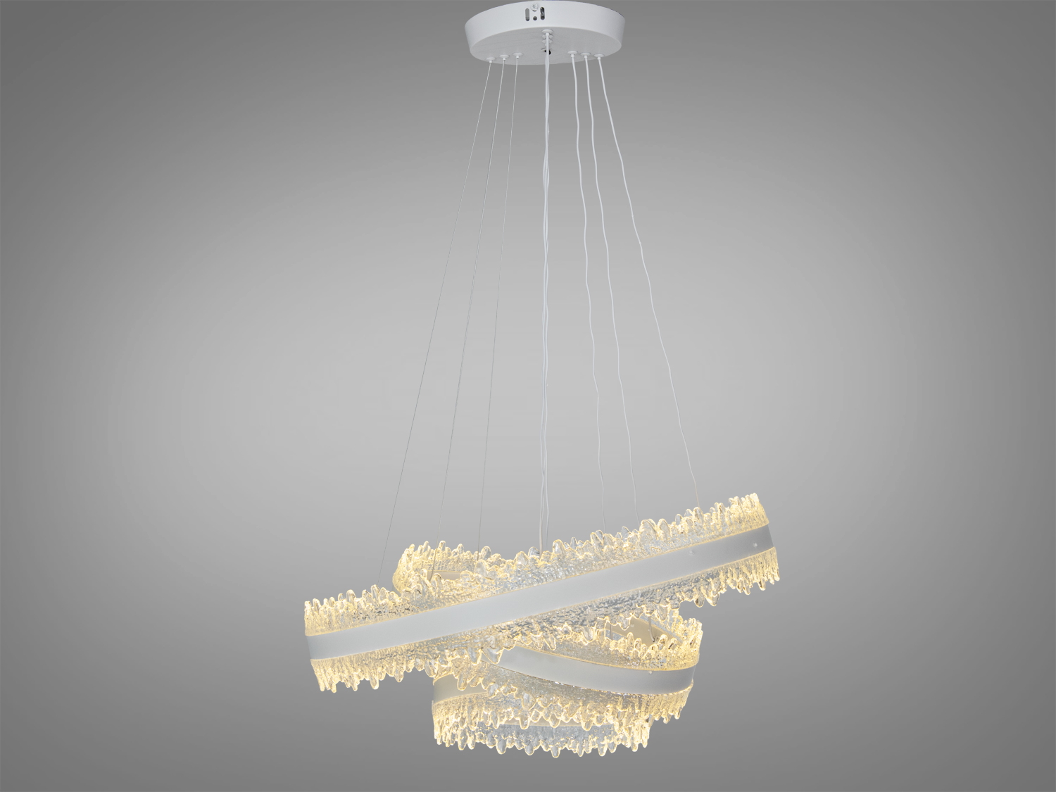 Підвісна люстра LED біла 185W 3 кільця з пультом