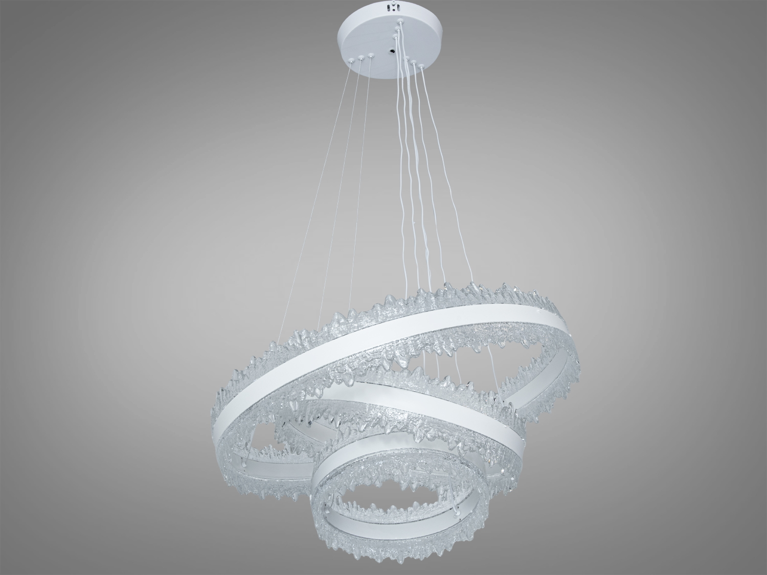 Підвісна люстра LED біла 185W 3 кільця з пультом