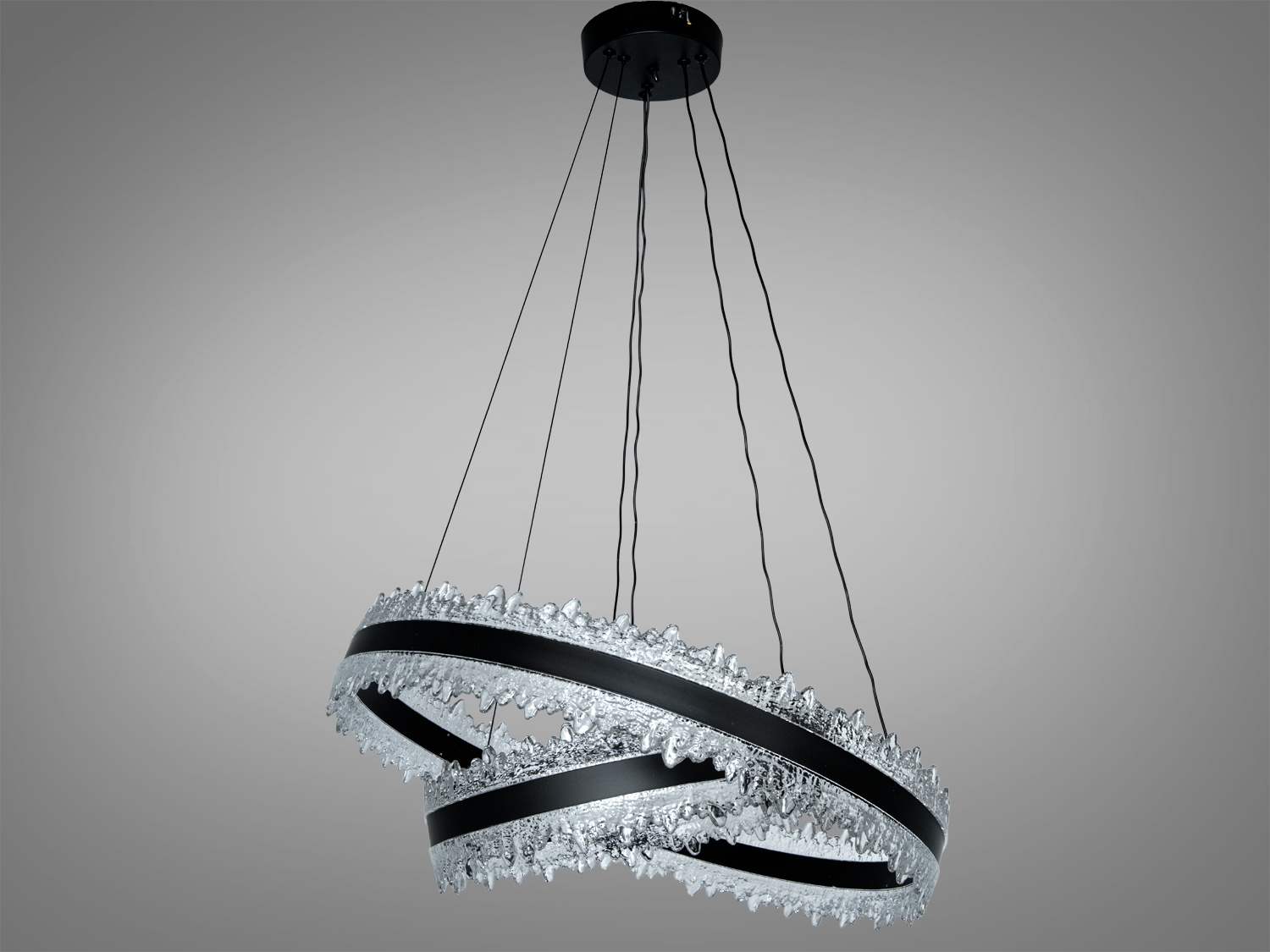 Люстра підвісна Diasha чорна кільця LED 140W