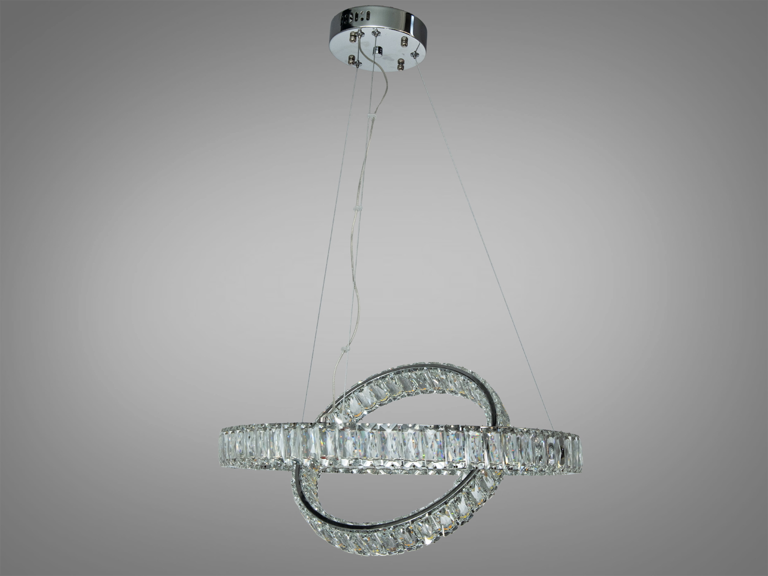 Світлодіодна люстра два кільця 88 Вт хром пульт