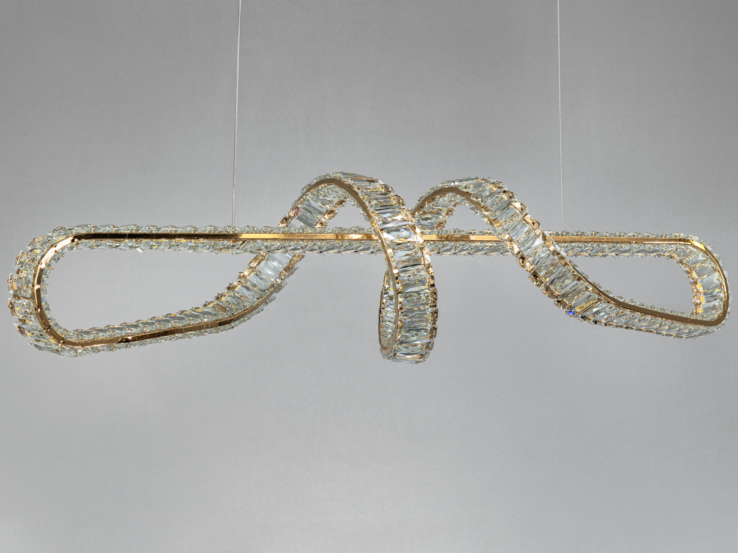 Підвісна LED люстра золото кришталь 68 Вт пульт