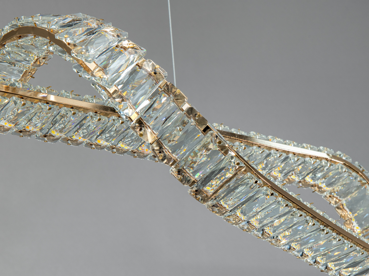 Підвісна LED люстра золото кришталь 68 Вт пульт