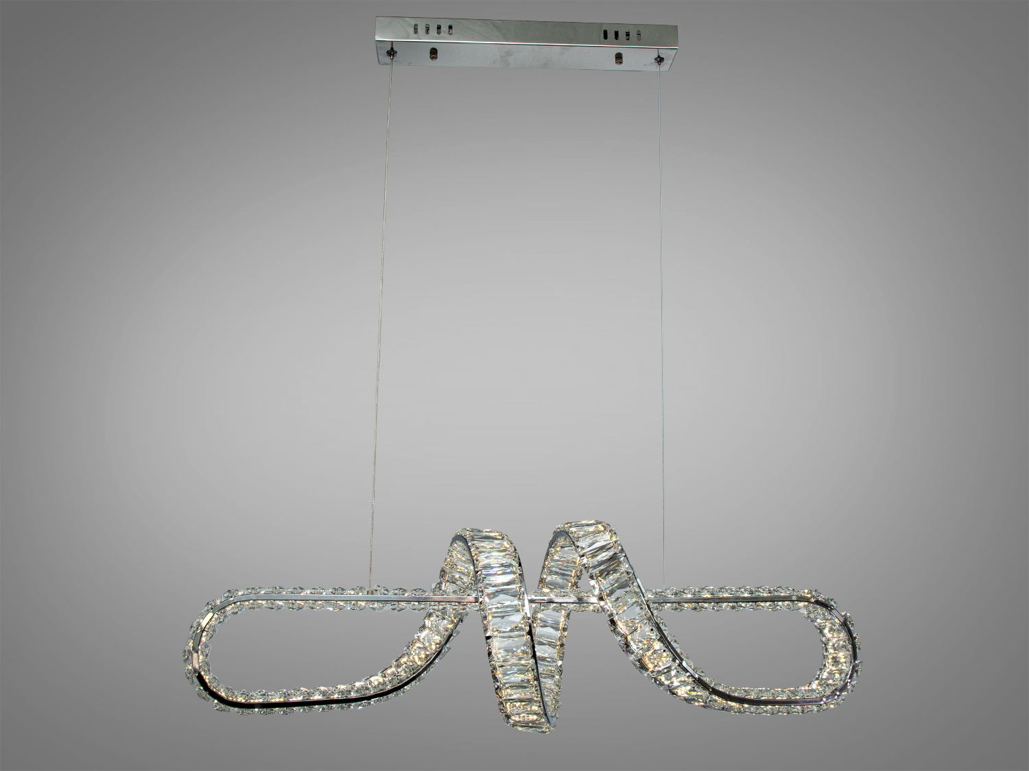 Підвісний світильник у формі петлі з кристалами, кріплення до стелі. Ідеально для сучасного інтер′єру.