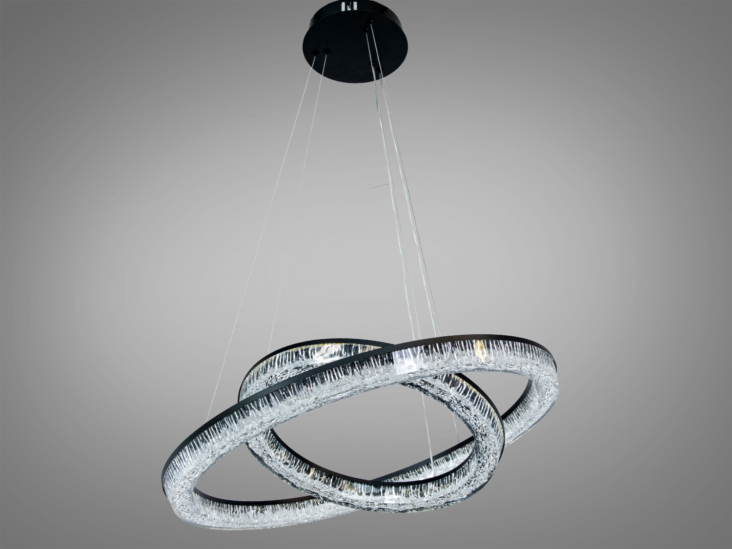 LED люстра підвісна 2 кільця 78Вт чорна з ПДУ