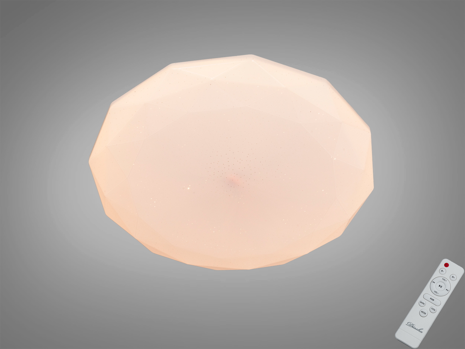 Стельовий світильник з багатогранною формою, теплий білий колір, дистанційне керування, підходить для сучасного інтер′єру.