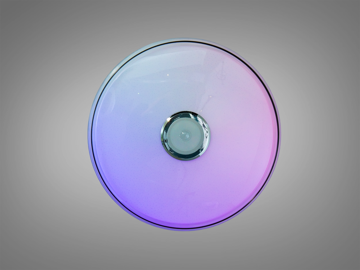 Стельова лампа з плавним переходом кольорів, оснащена центральним динаміком. Підходить для зон відпочинку.