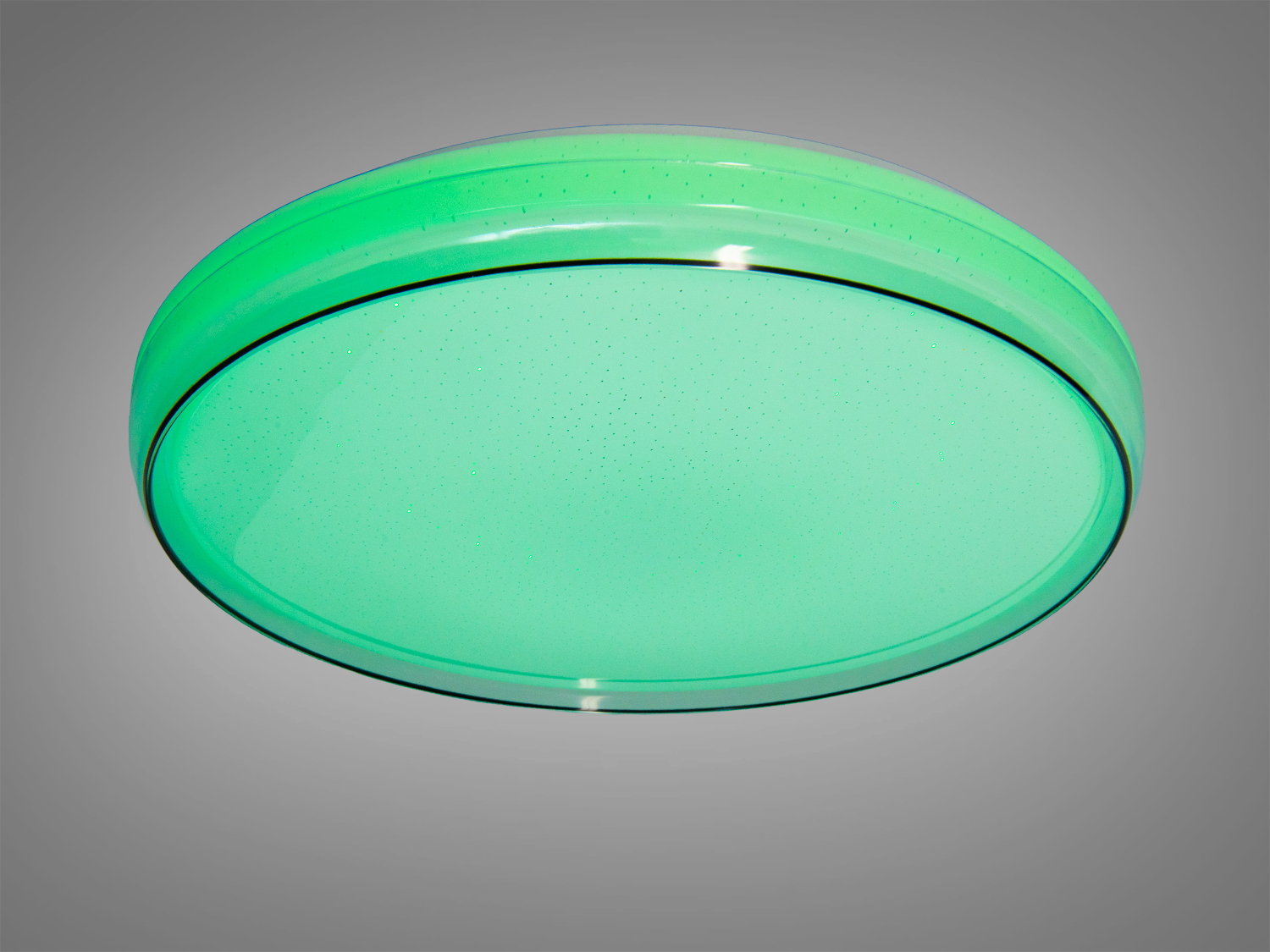 Зелена стельова лампа круглої форми, підходить для офісних приміщень. Виготовлена з міцного матеріалу.