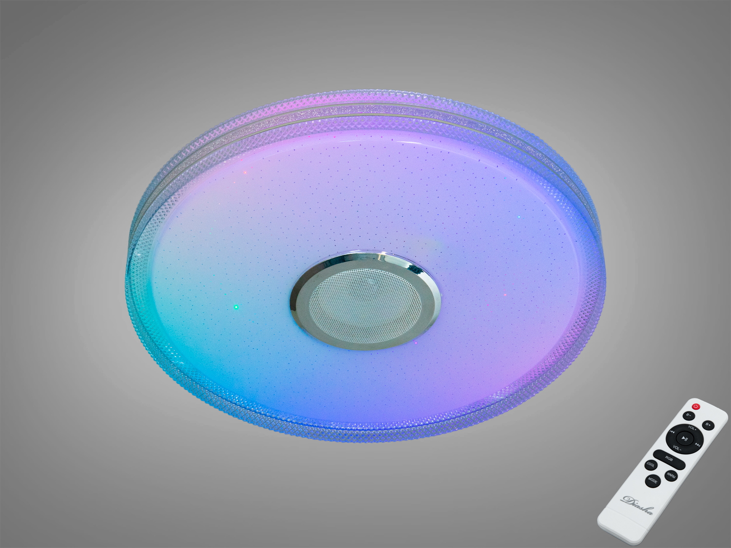Стельовий світильник з пультом керування, кольорове підсвічування. Кругла форма, підходить для сучасних інтер′єрів.