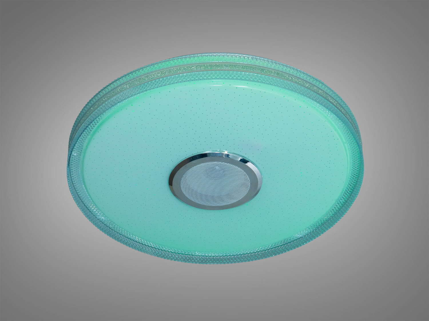 Зелений круглий світильник з LED підсвіткою, текстурована поверхня. Підходить для еко-інтер′єру, встановлення на стелю.