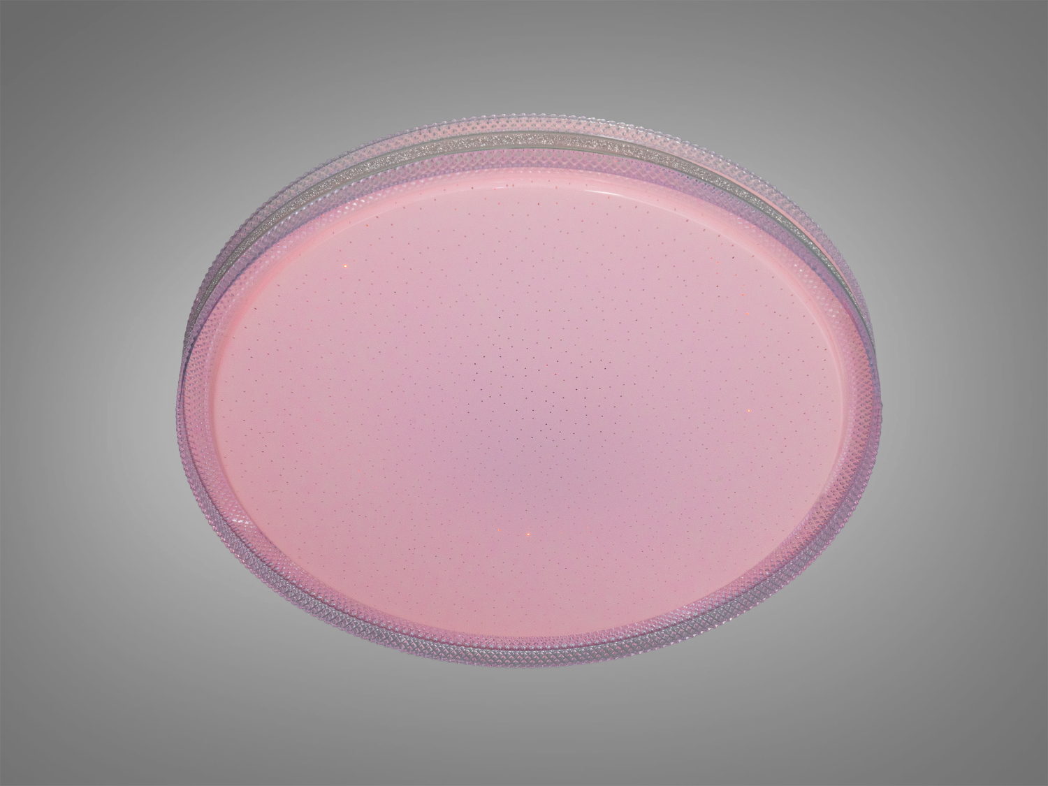 Рожева кругла стельова лампа з дрібними вкрапленнями, підходить для дитячої кімнати, створює затишну атмосферу.
