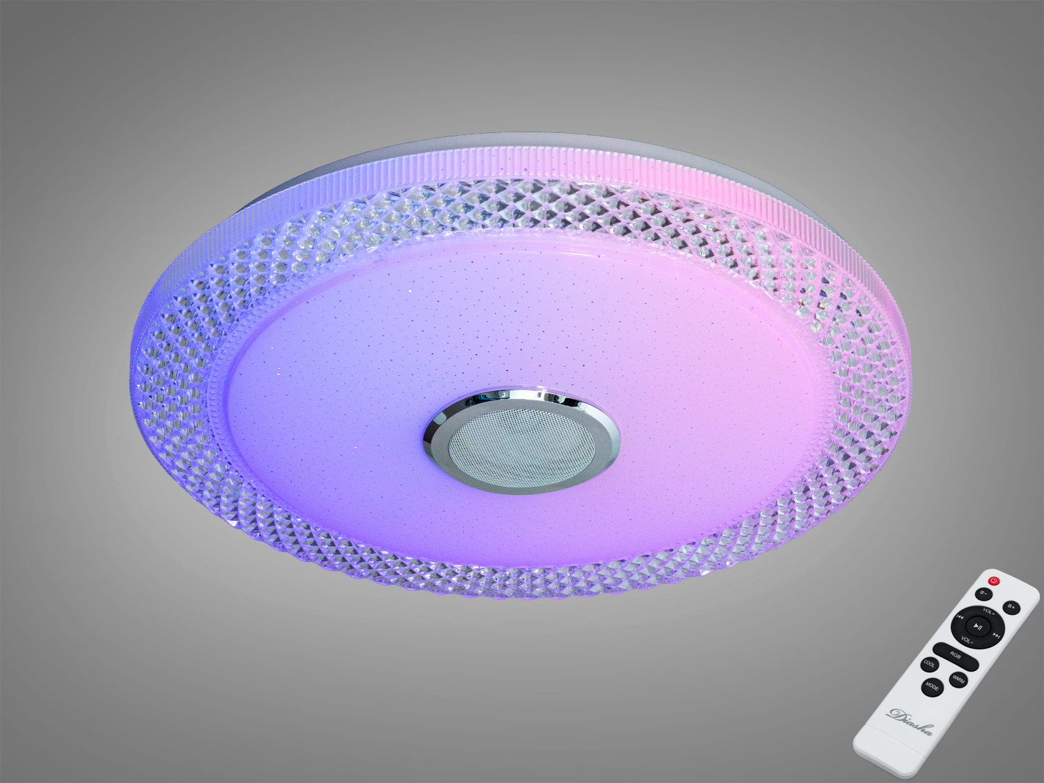 Світлодіодна стельова лампа з дистанційним керуванням, кругла форма, кристалічний візерунок, підходить для сучасного інтер′єру.